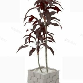 Red Leaf Potted Plant 3d model