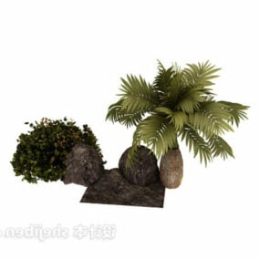 Palm Tree With Garden Rock 3d model