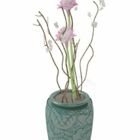 Chinese Ceramic Flower Potted 3d model