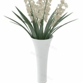 Olohuoneen valkoinen kukkaruukku 3d-malli