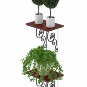Potted Plant With Iron Stand 3d model