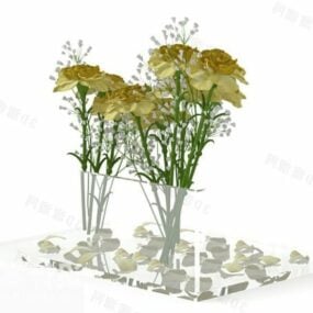 Trädgård gula blomsterbuskar 3d-modell