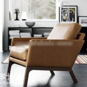 Low Leather Single Sofa 3d model