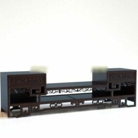 Tv Cabinet Black Painted 3d model