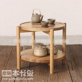Table basse ronde en bois modèle 3D