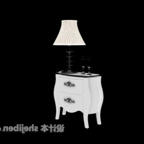 نموذج طاولة السرير الأبيض الكلاسيكي ثلاثي الأبعاد
