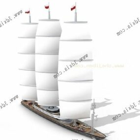 White Sailing Ship V3 3d model