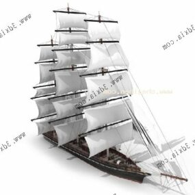 Ancient White Sailing Ship 3d model