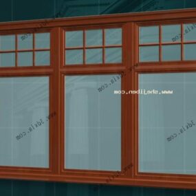 Glazen raam houten frame 3D-model
