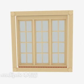 Wooden Three Window 3d model