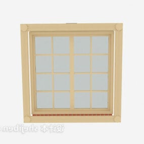 3d модель домашнього вікна з дерев'яною рамою