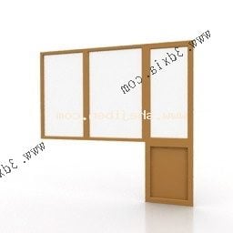 Pintu Kayu Putih Dengan Kaca Terbuka model 3d