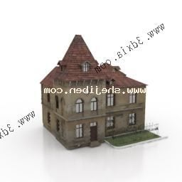 3D-Modell eines europäischen Vintage-Villa-Gebäudes