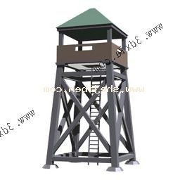 Torre de vigilancia vintage de madera modelo 3d