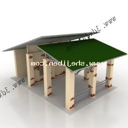 Modelo 3d de construcción de casa con techo pequeño