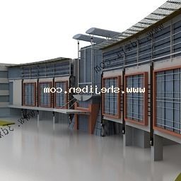 3д модель здания стекольного комплекса