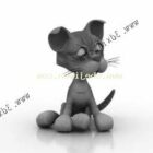 Cartoon Grey Cat Character