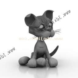 דגם תלת מימד של דמות חתול אפור מצוייר
