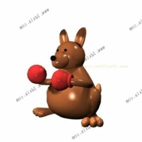 Modello 3d del giocattolo del fumetto del canguro di boxe