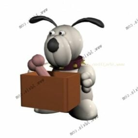 Cartoon Dog With Bone Toy 3d model