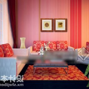 Red Room Sofa Set 3d model