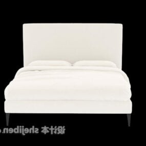 단순히 흰색 더블 침대 3d 모델