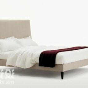 Double Bed With Mattress Pillow 3d model
