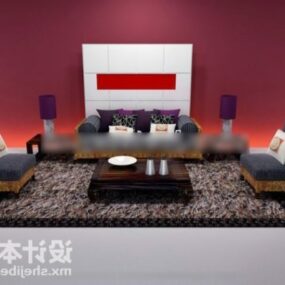 Multimedia Room Sofa Table Set 3d model