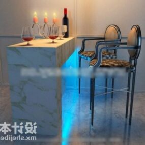 Barra de mármore com cadeira Modelo 3D