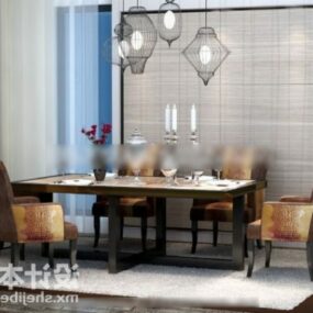 Dinning Room With Table And Chair 3d model