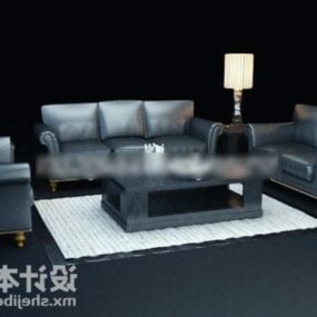 Sofabord i skinn med teppe 3d-modell