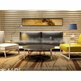 3д модель гостиной с ковровым покрытием на диване