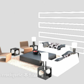 Meja Sofa Putih Dengan Dekorasi model 3d