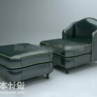 Leather Lounge Sofa With Stool
