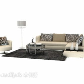 Modern Realistic Sofa Lamp Carpet 3d model