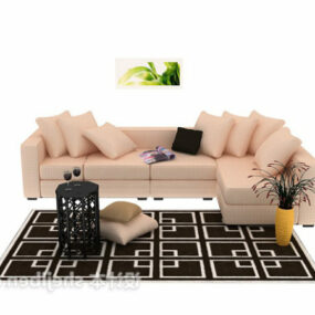 Pink Sofa Table With Carpet 3d model