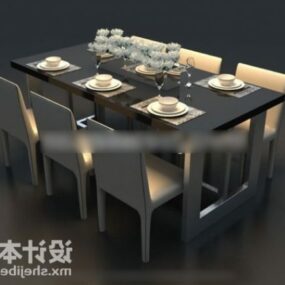 Mesa de jantar moderna e modelo 3D de cadeira