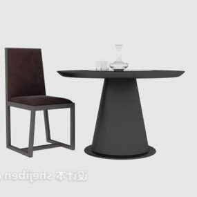 שולחן קפה וכיסא יחיד דגם תלת מימד