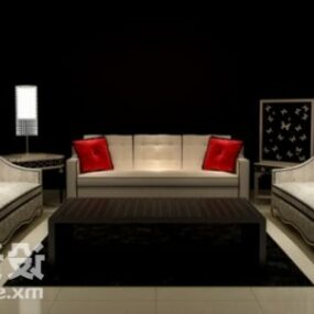Sofa 3 Seter Med Lampe 3d modell