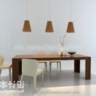 Moderni puinen ruokapöytä ja tuoli
