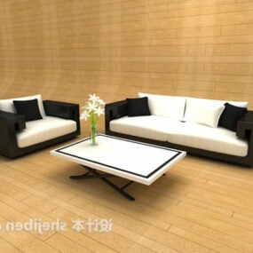 Elegant White Sofa Table 3d model