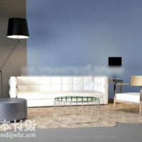 Modern White Sofa Table Floor Lamp 3d model