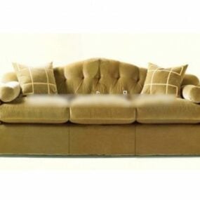 Yellow Camel Sofa With Pillow 3d model