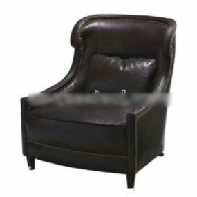 Black Leather American Single Sofa 3d model