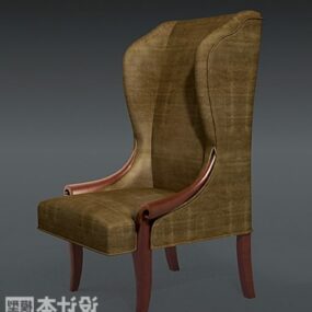 Vintage High Back Wooden Chair 3d model