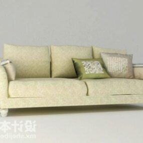 Living Room Fabric Sofa With Pillow 3d model