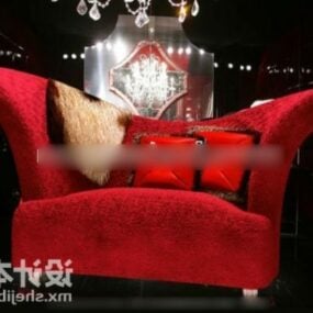 Sofa Beludru Dengan Bantal model 3d