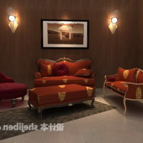 Sofa Kursi Merah Tua model 3d