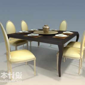3д модель антикварного мебельного стола и стула