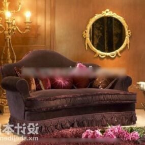 Canapé Antique en Velours modèle 3D
